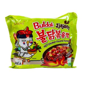 Лапша со вкусом курицы в соусе из соевых бобов, острая (Chicken Ramyun Jjajang)