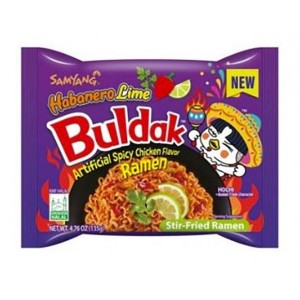 Булдак лапша со вкусом курицы, хабанеро и лайма, острая (Chicken Ramyun Habanero Lime)