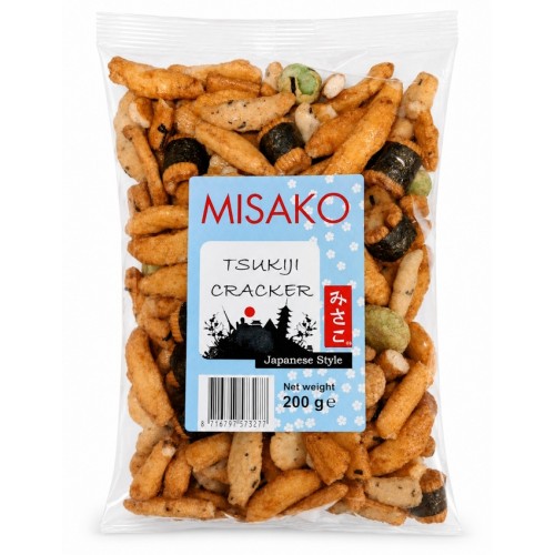 Riisi- ja maapähkli kräkkerite segu noriga (Misako Tsukiji)