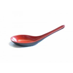 Soup spoon, black-red (plastic)