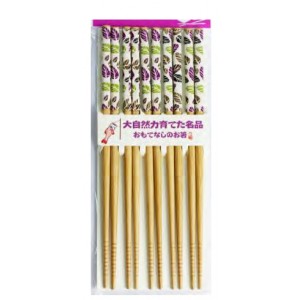 Палочки для еды, белые, листики  (5 пар)