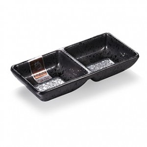 Соусница 80мл (40мл + 40 мл), пластик, чёрная